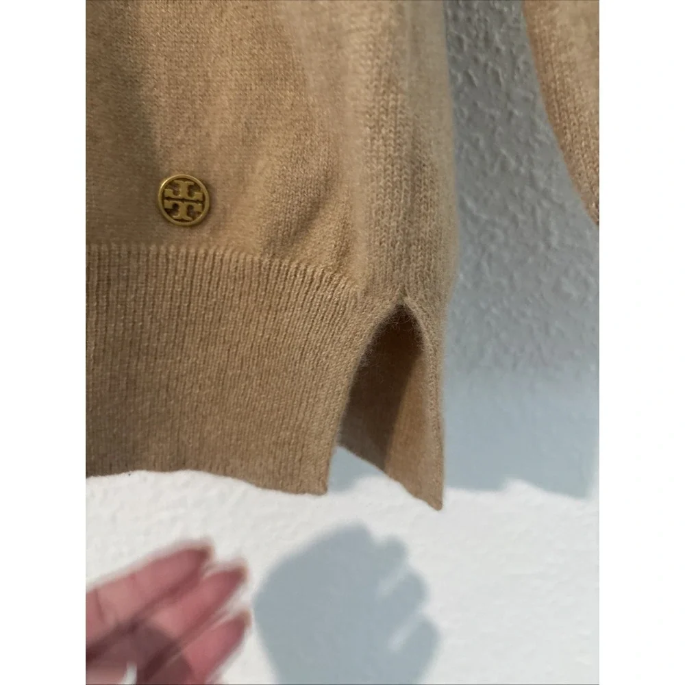 Tory Burch Bella Cashmere Sweater Tan Camel‎ Size XS Classic Closet Staple